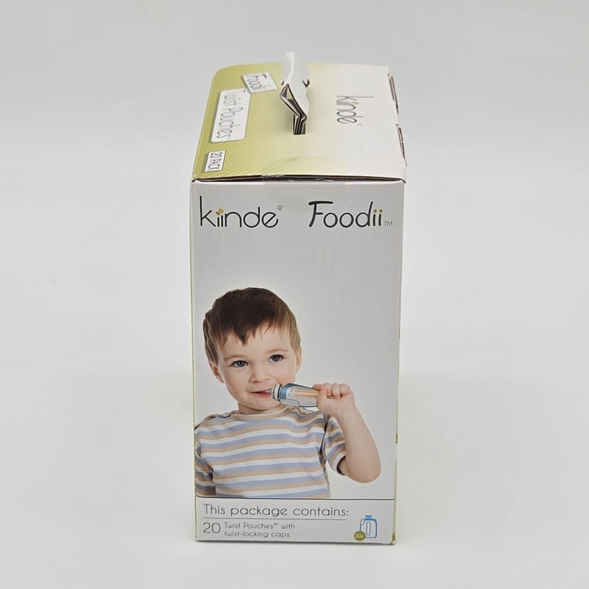 Kiinde Foodii Twist Pouches 20-Pack Pre-Sterilized Leak-Proof Snack & Milk Storage Pouches With Caps