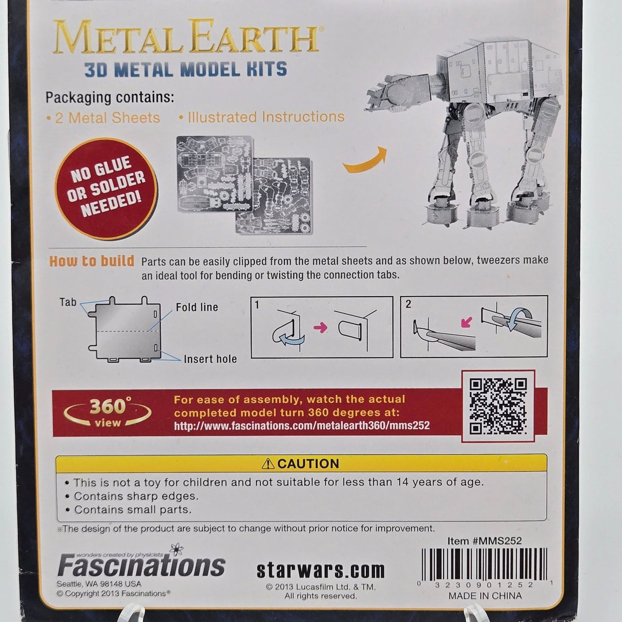 Star Wars Metal Earth 3D Model Kit AT-AT Ages 14+ No Glue/Solder Needed Fascinations