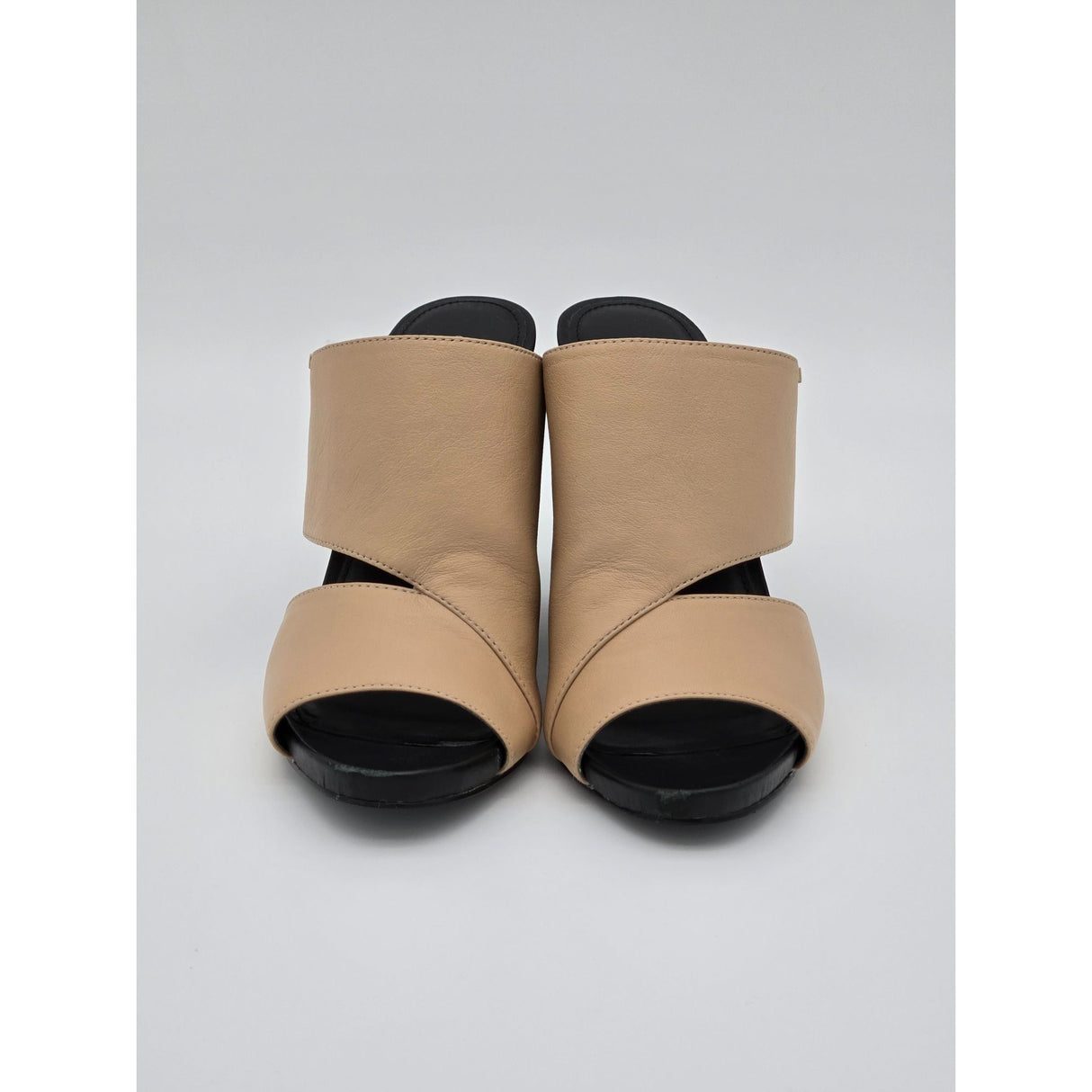 Calvin Klein Womens Wiley Cervo in Sandstorm Open Toe Block Heel Mules