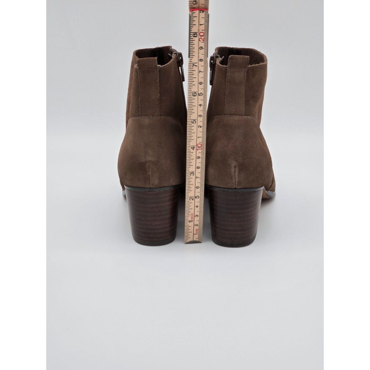 Crown Vintage Saleen Brown Suede Ankle Booties With Block Heel & Side Zipper For Women