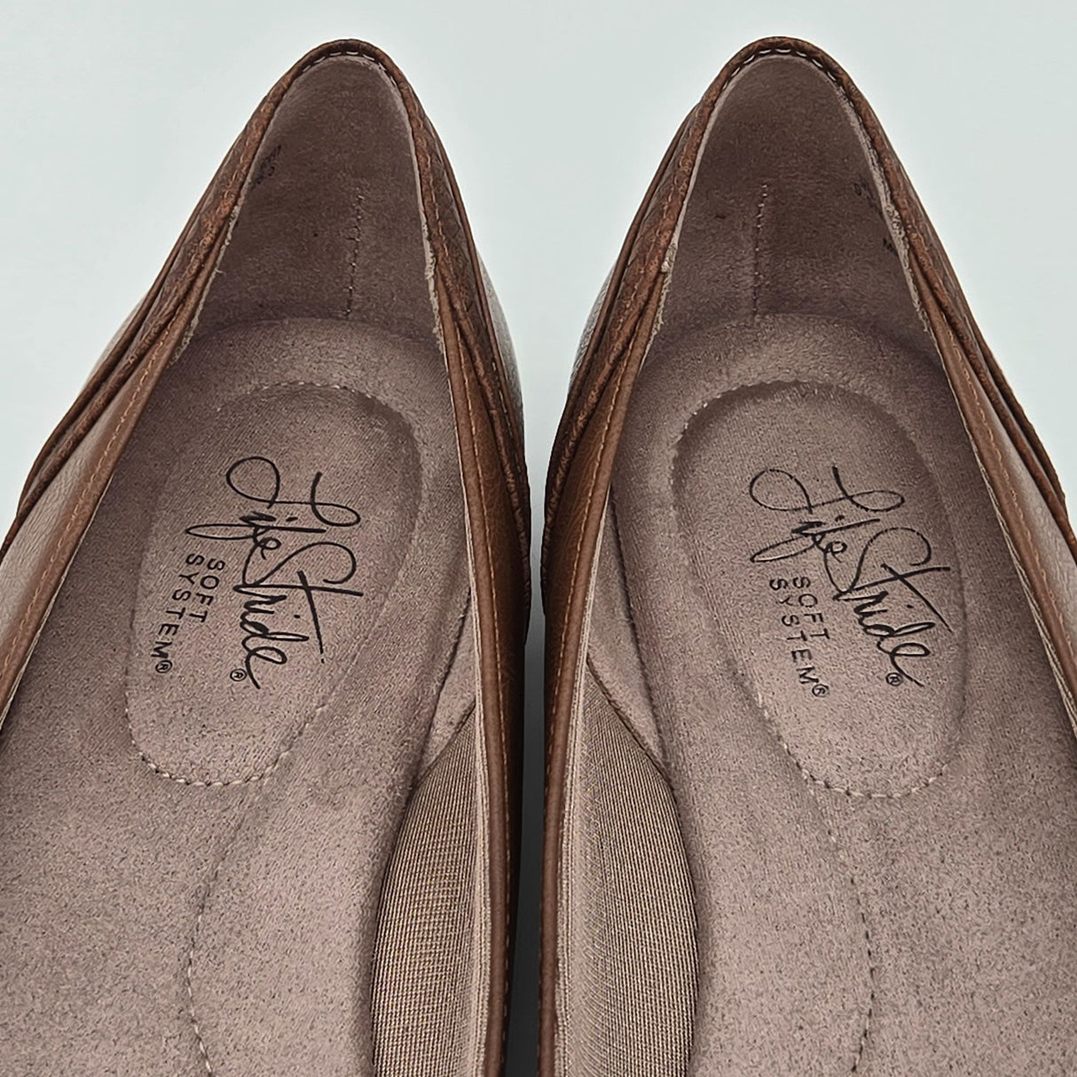 LifeStride Womens Dig Brown Ballet Flats Soft System Comfort Shoes Size 9.5M