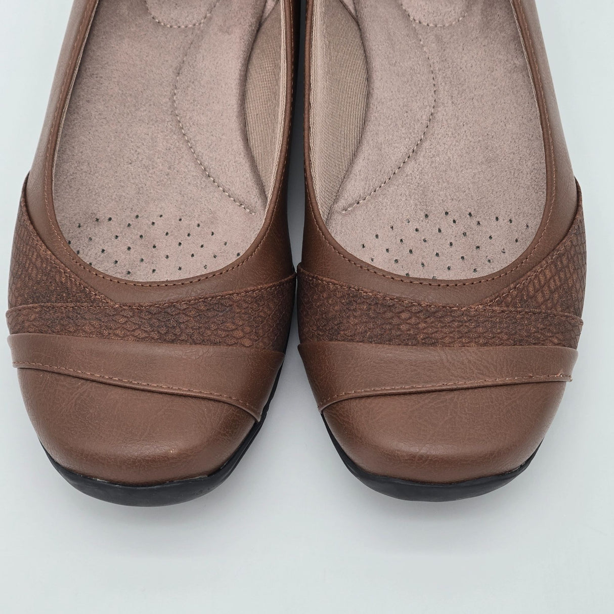 LifeStride Womens Dig Brown Ballet Flats Soft System Comfort Shoes Size 9.5M