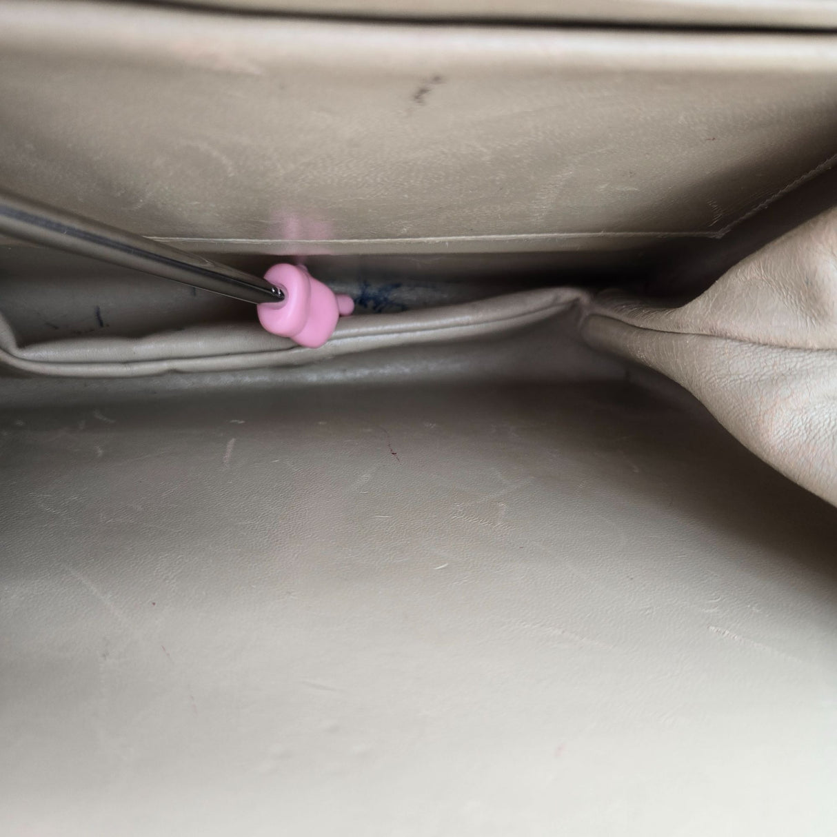 Vintage Black Leather Handbag By Bags By Supreme With Gold Kiss Lock Closure & Genuine Leather Lining