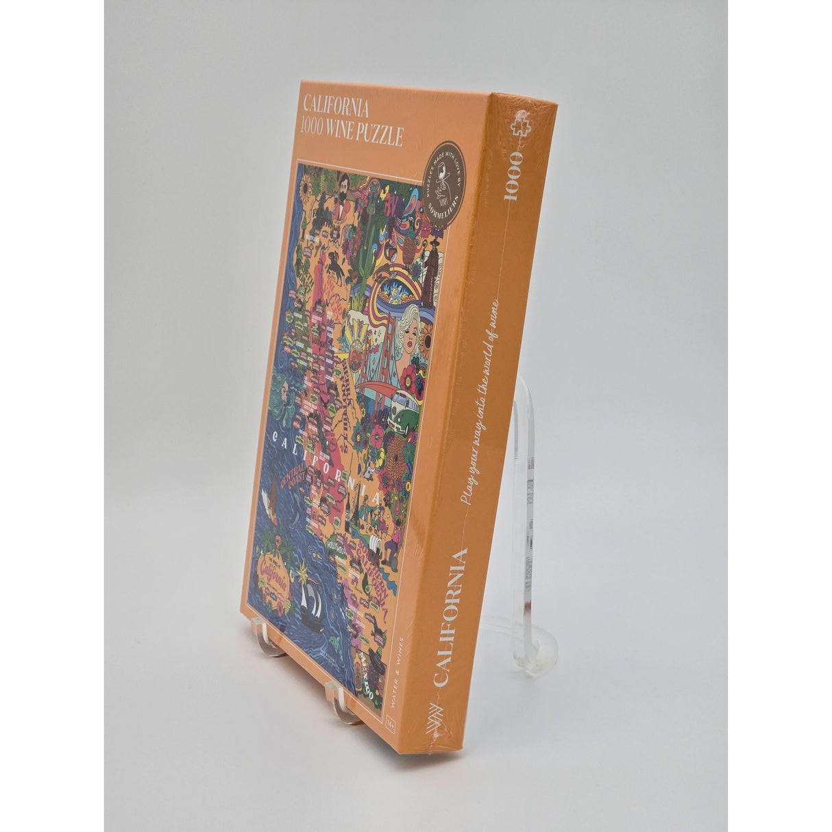 California 1000-Piece Wine Puzzle By Water & Wines - Illustrated Map Design - Fun & Educational