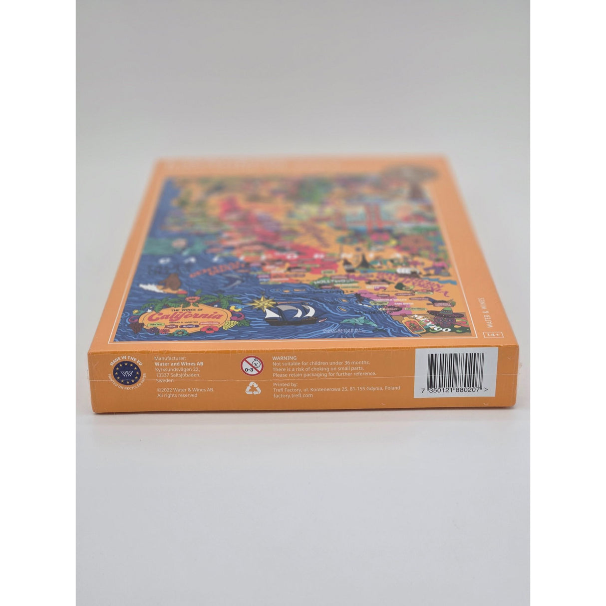 California 1000-Piece Wine Puzzle By Water & Wines - Illustrated Map Design - Fun & Educational