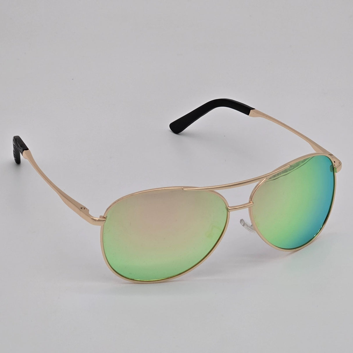 Aviator Sunglasses With Gold Metal Frame & Mirror Lens Unisex Lightweight Design Includes Protective Pouch By Rainbow OPTX