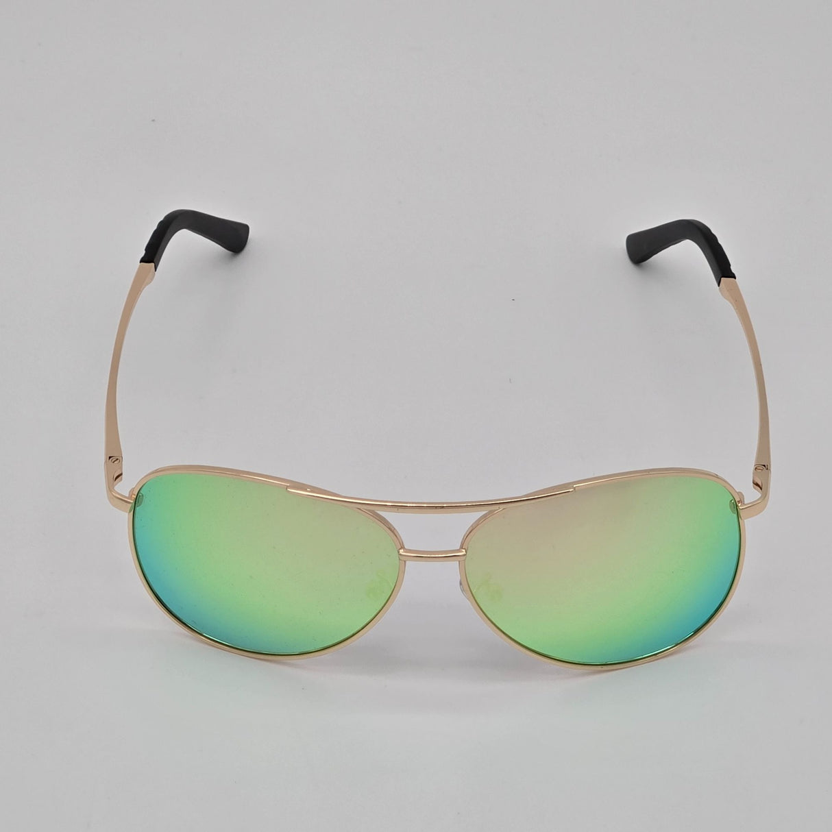 Aviator Sunglasses With Gold Metal Frame & Mirror Lens Unisex Lightweight Design Includes Protective Pouch By Rainbow OPTX