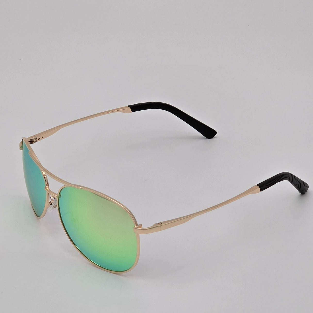 Aviator Sunglasses With Gold Metal Frame & Mirror Lens Unisex Lightweight Design Includes Protective Pouch By Rainbow OPTX