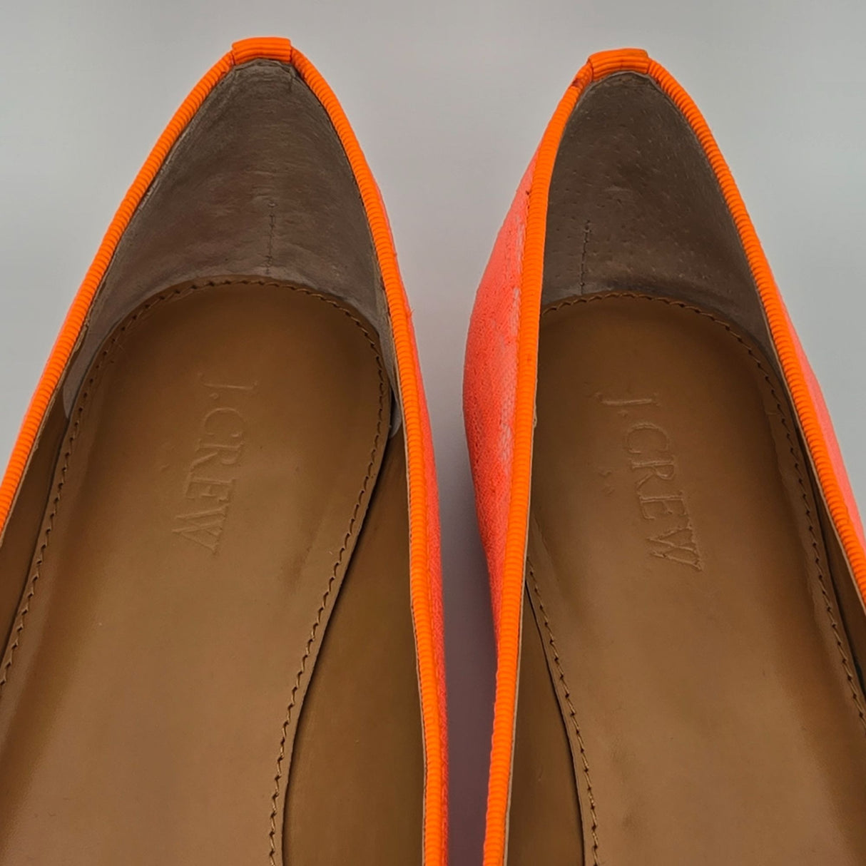 J.Crew Neon Orange Lace Ballet Flats Womens Size 9