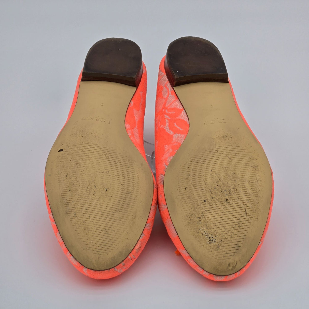 J.Crew Neon Orange Lace Ballet Flats Womens Size 9