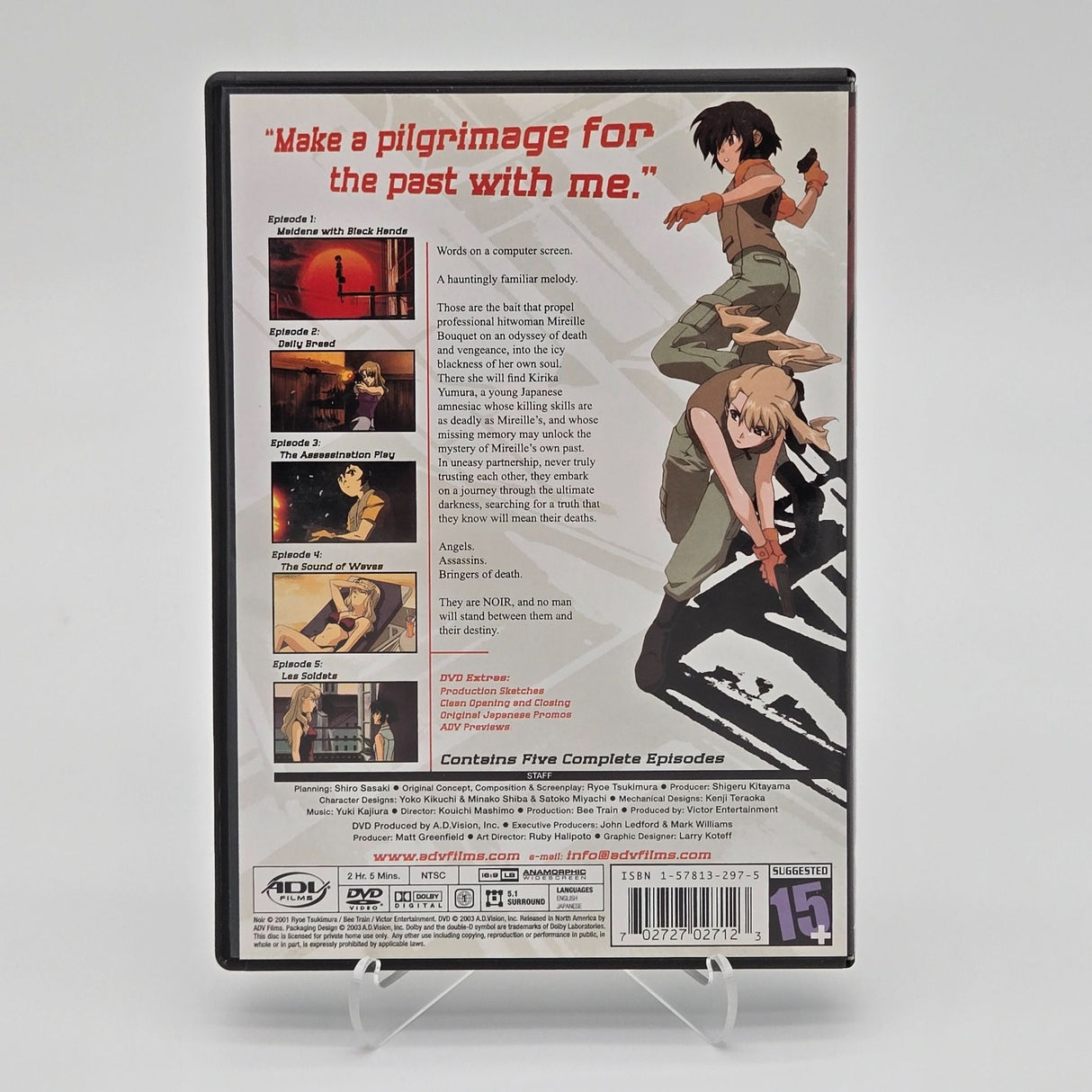 Noir Shades Of Darkness DVD Vol 1 Anime Series ADV Films Includes 5 Episodes & 3D Glasses