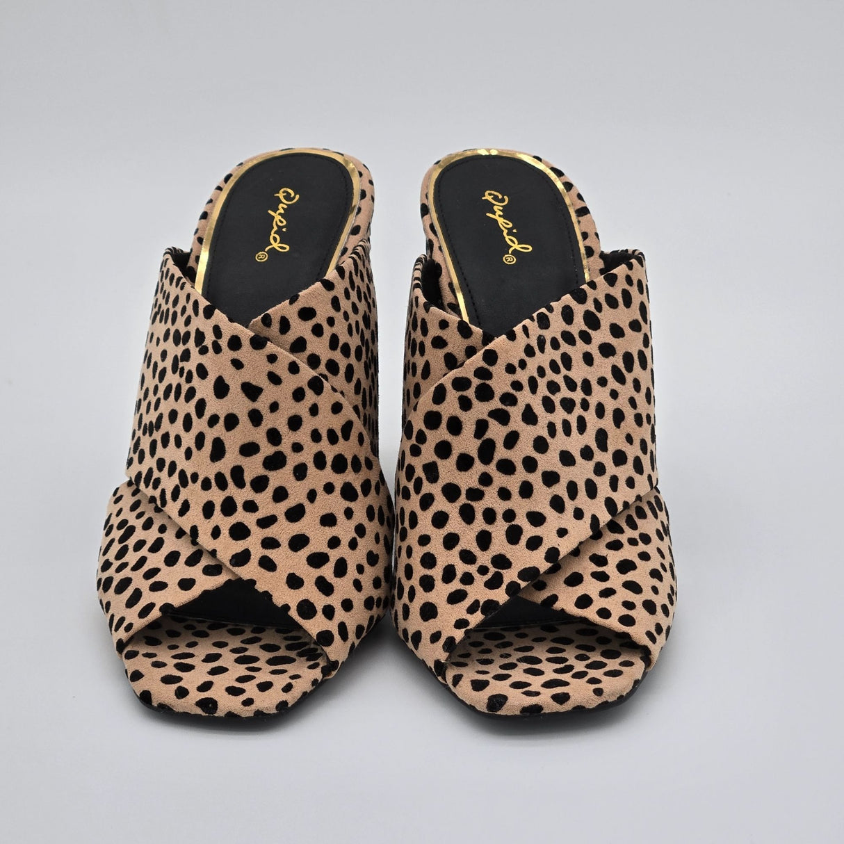 Leopard Print Open-Toe Block Heel Mule Sandals Women's Size 9 By Qupid