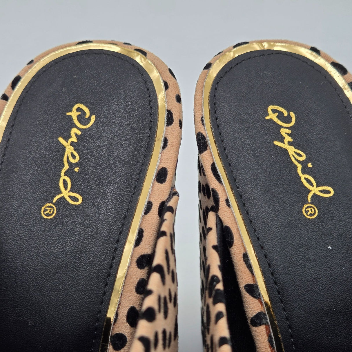 Leopard Print Open-Toe Block Heel Mule Sandals Women's Size 9 By Qupid