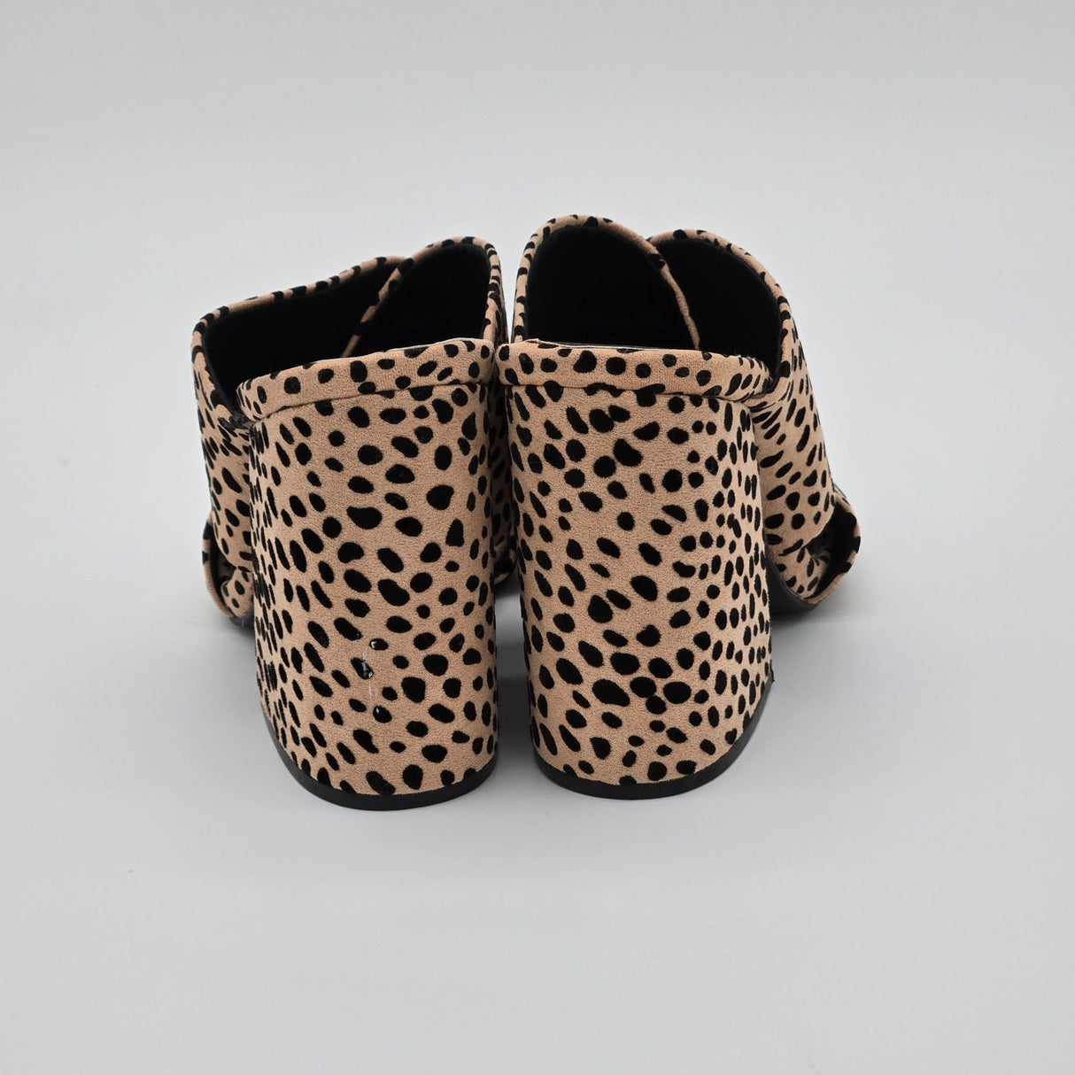 Leopard Print Open-Toe Block Heel Mule Sandals Women's Size 9 By Qupid