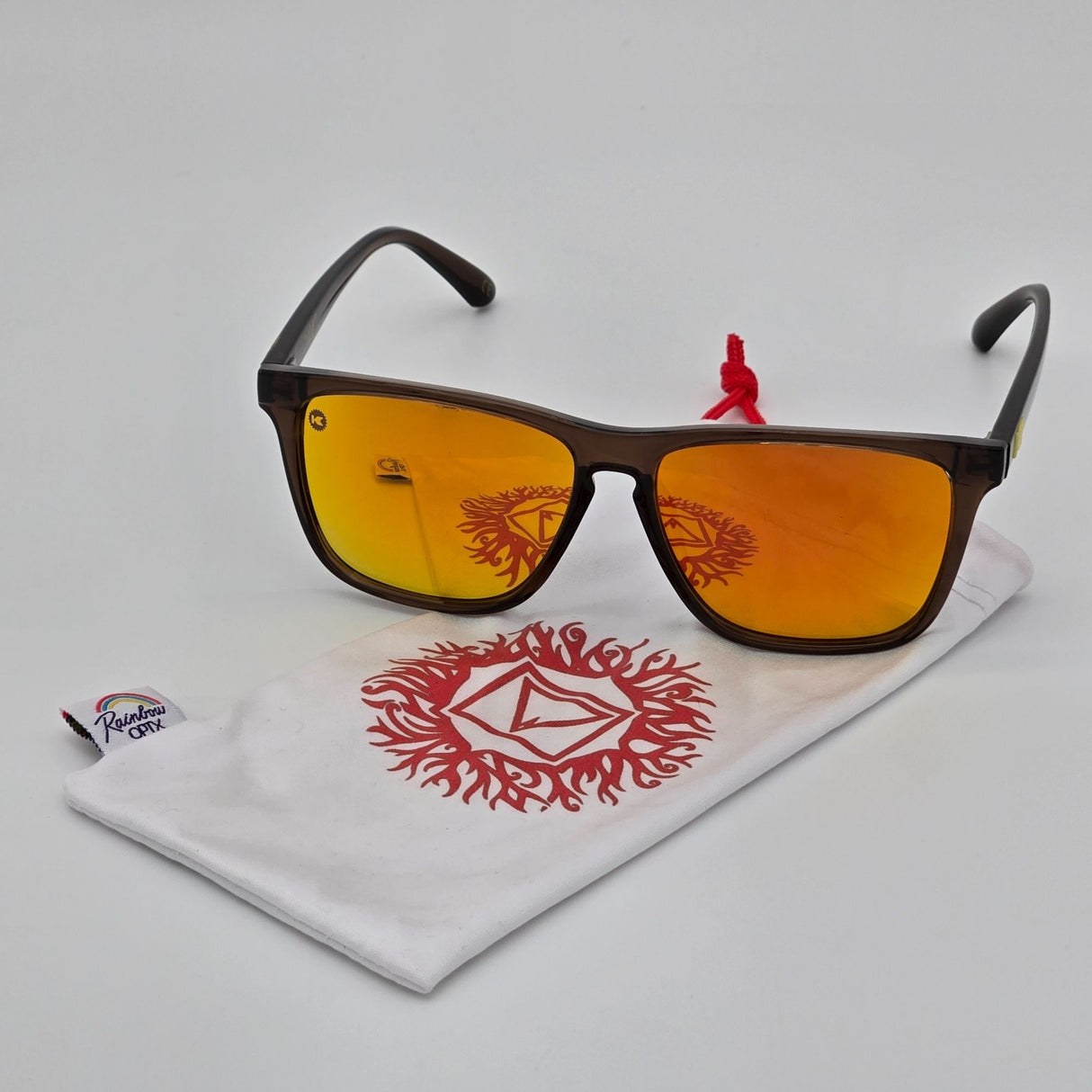 Knockaround Premiums Brown Frame Sunglasses With Yellow Mirrored Lenses + Microfiber Pouch