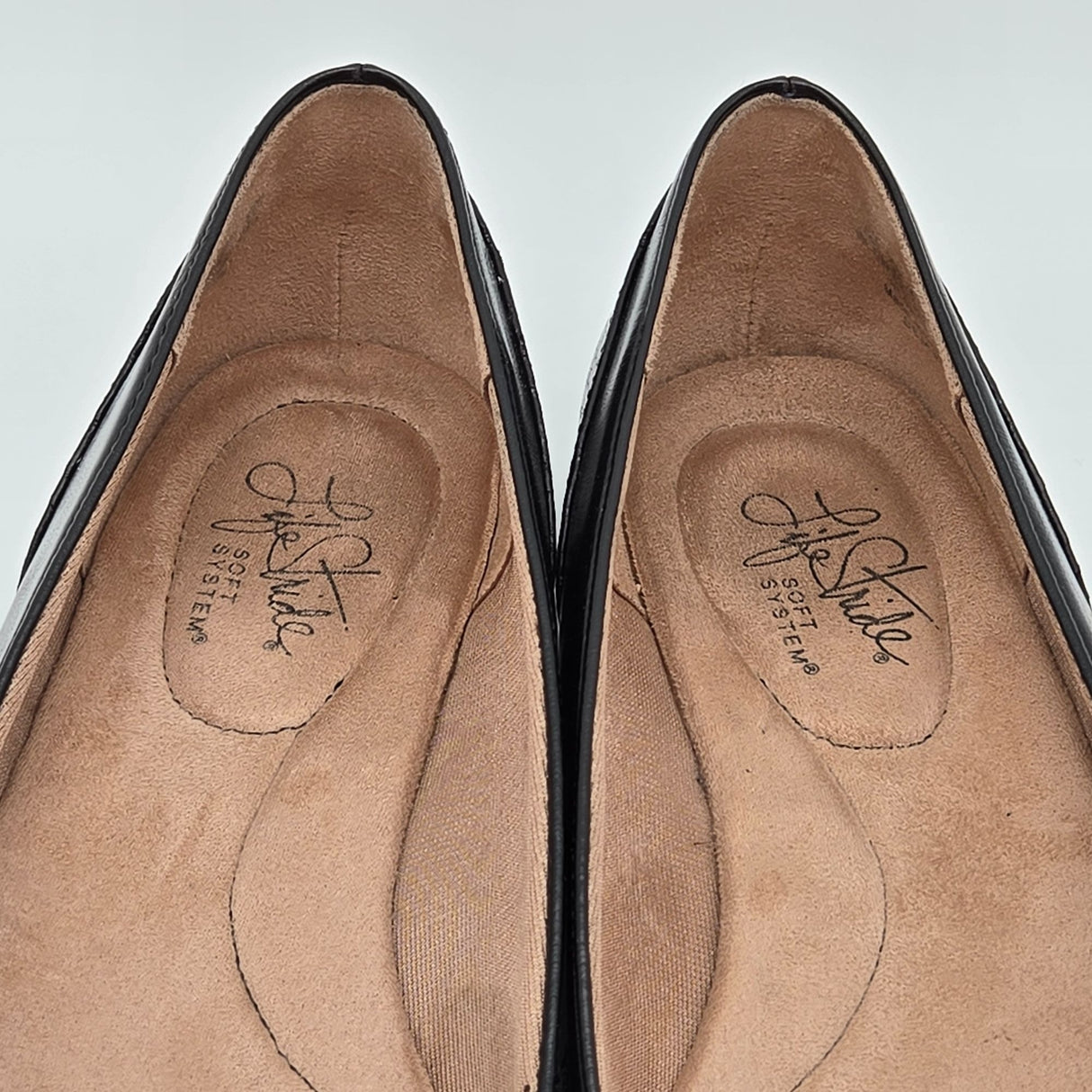 LifeStride Womens Dig Black Ballet Flats Soft System Comfort Shoes Size 9.5N