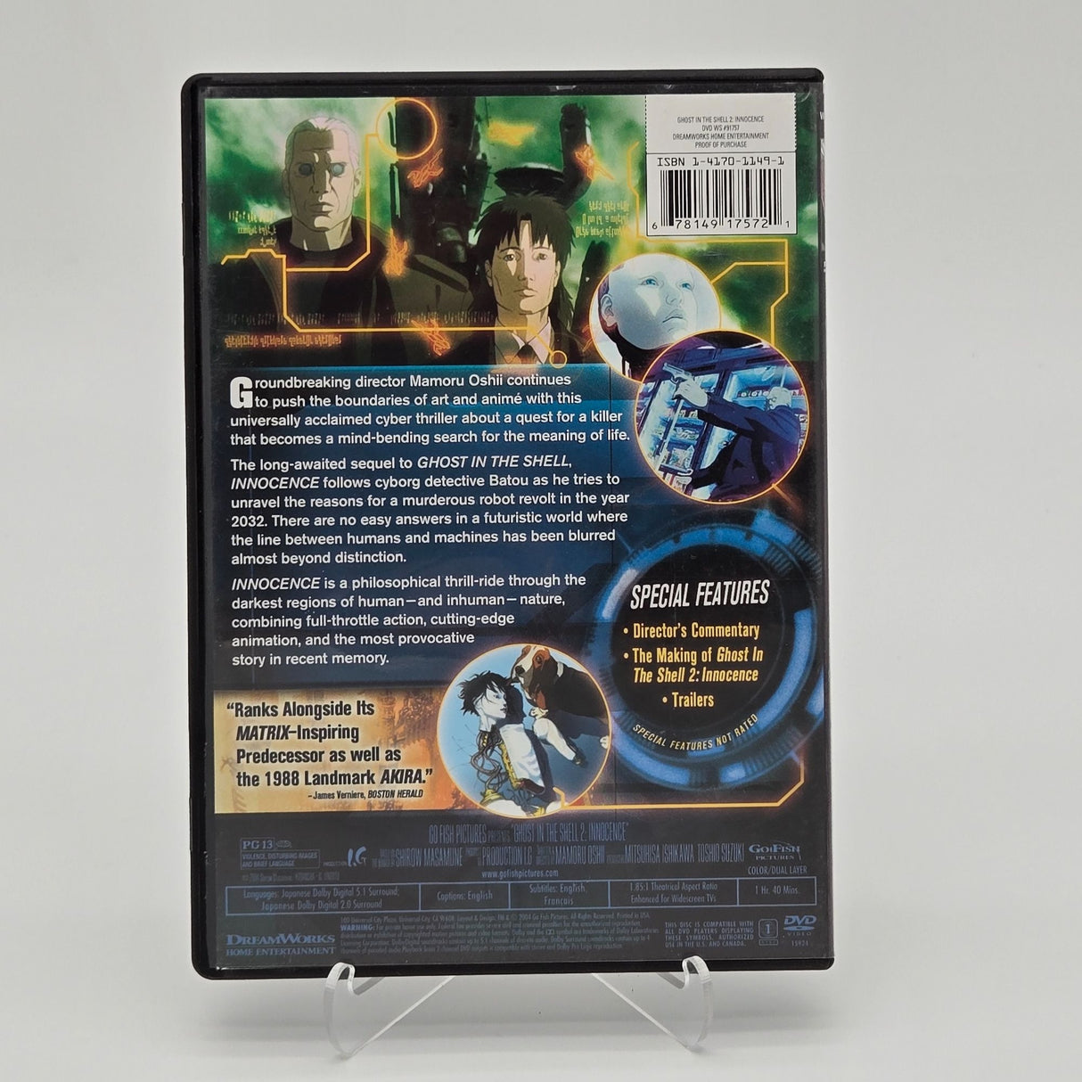 Ghost In The Shell 2 Innocence DVD Movie Anime Sci-Fi Action Mamoru Oshii Free Region 1 NTSC