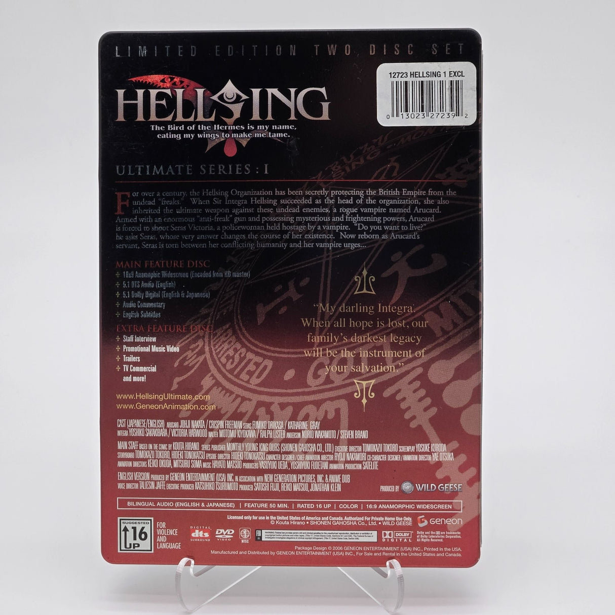 Hellsing Ultimate Series I Limited Edition DVD 2-Disc Set Anime Collectors Tin Case