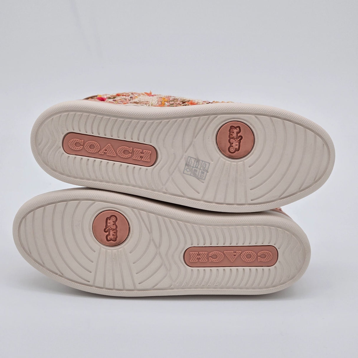 Coach Womens Lace-Up Sneakers Multicolor Tweed & Leather Casual Shoes