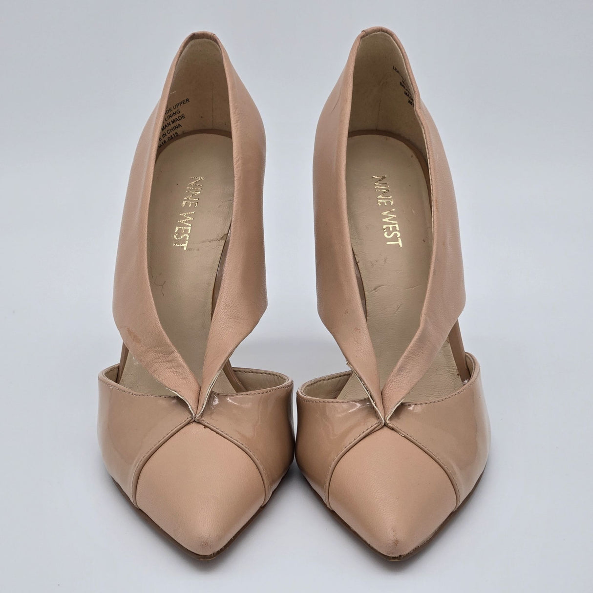 Nine West Tayme Nude Pointed Toe Pumps 6.5M Leather & Man-Made Upper Slip-On High Heels Elegant Design