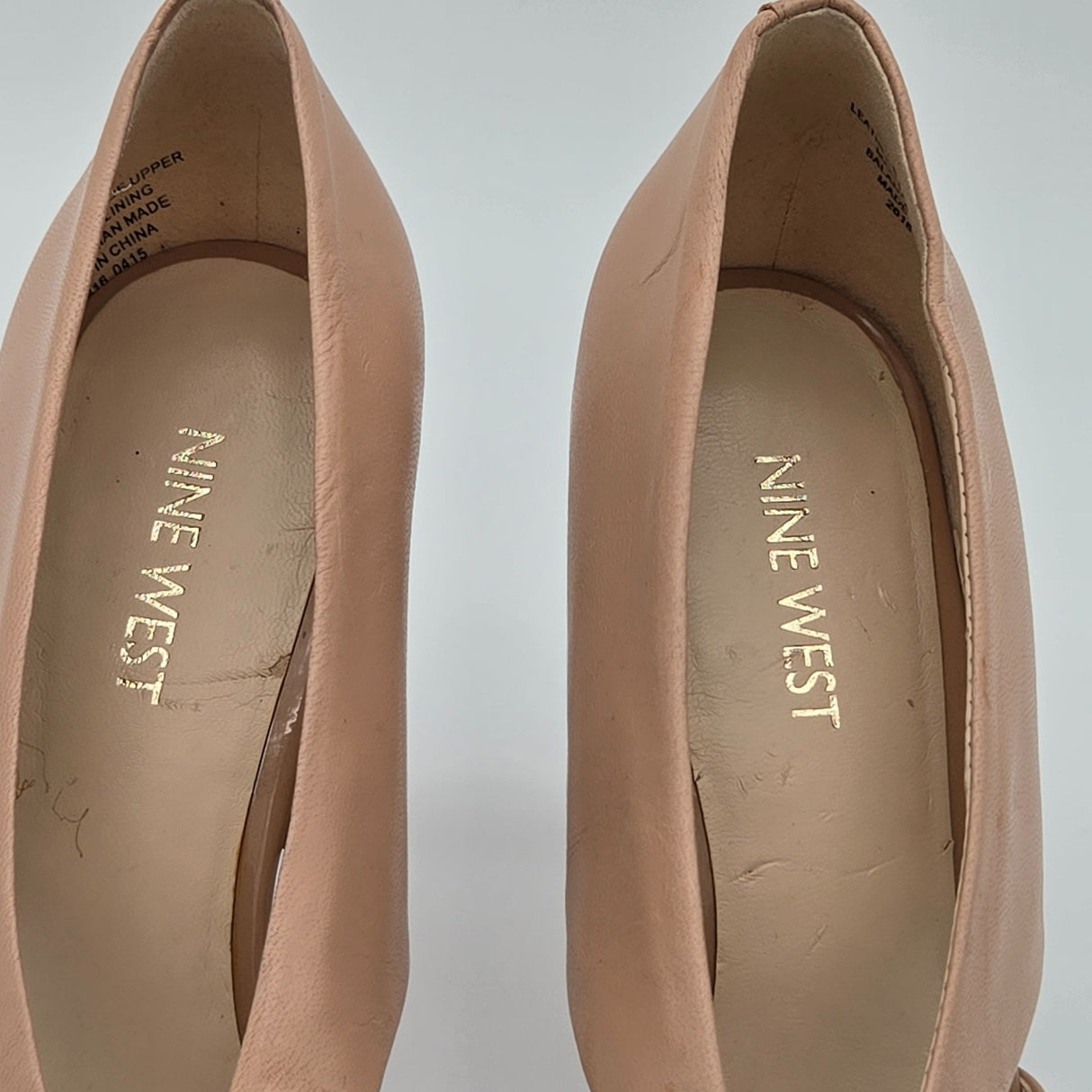 Nine West Tayme Nude Pointed Toe Pumps 6.5M Leather & Man-Made Upper Slip-On High Heels Elegant Design
