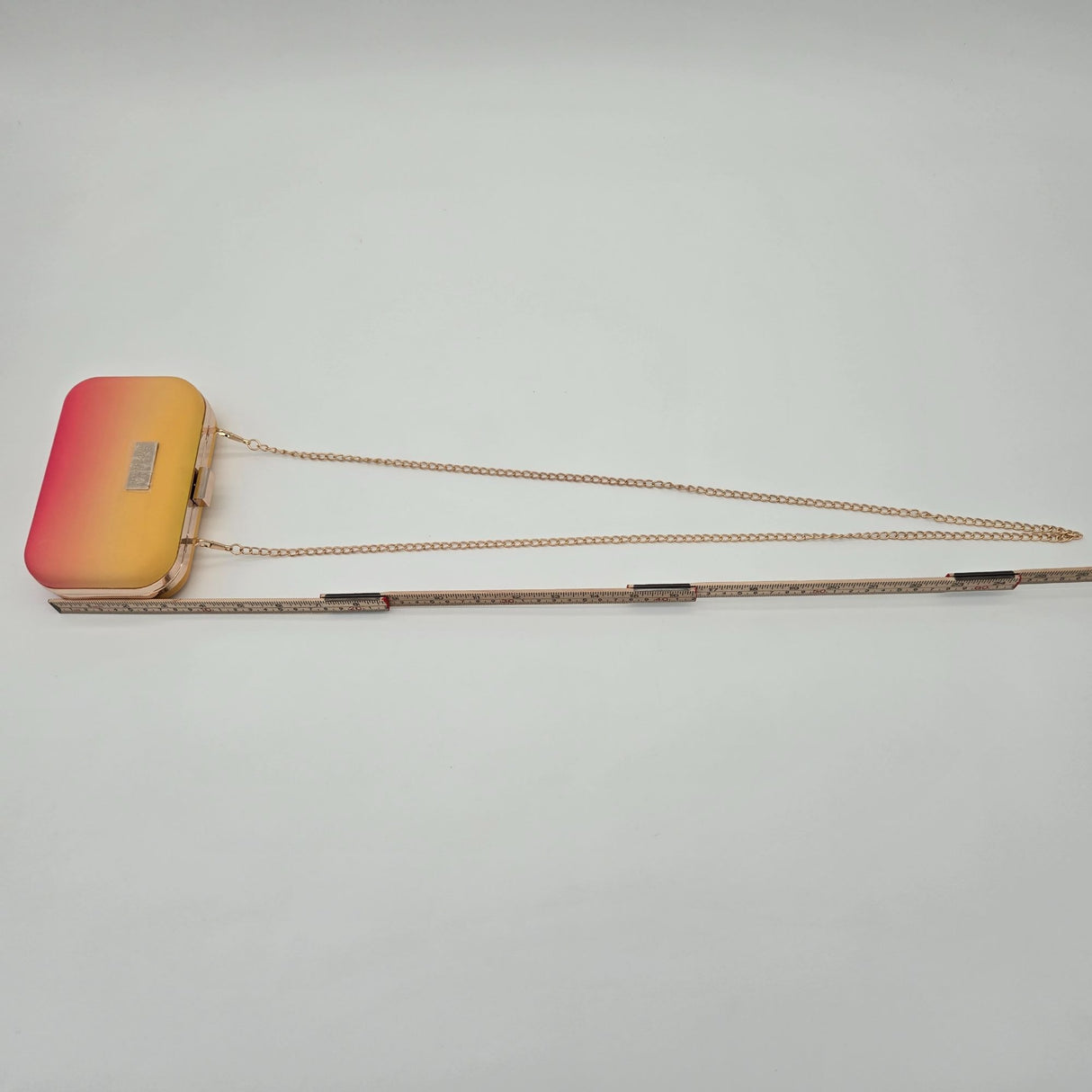 Escada Fiesta Carioca Ombre Yellow To Pink Clutch Bag With Gold Chain Strap & Satin Lining