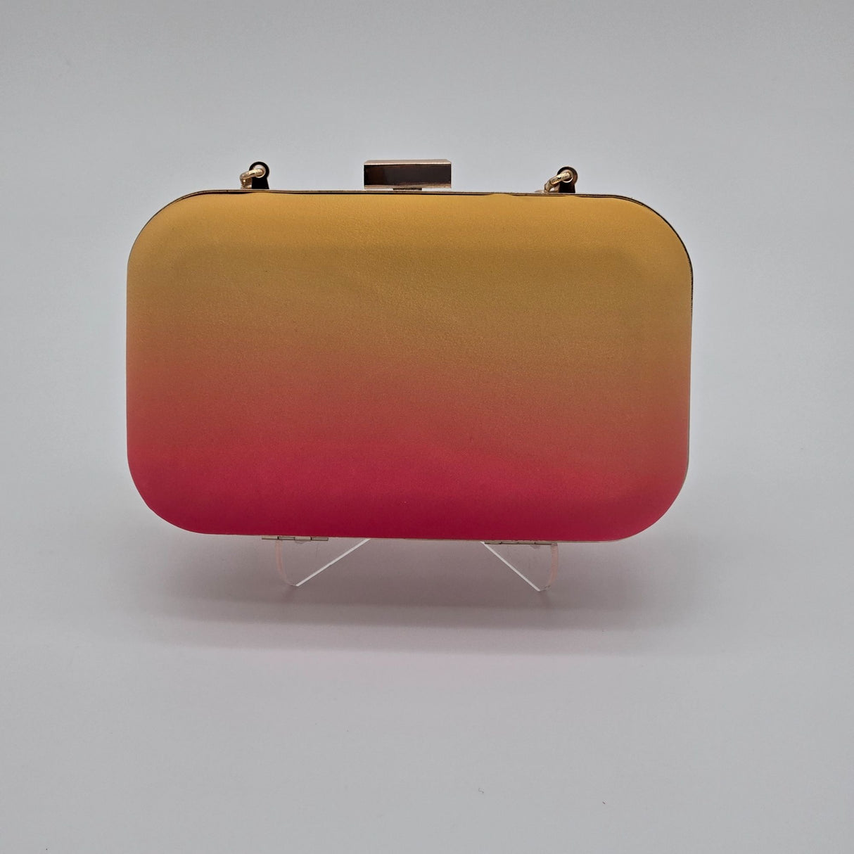 Escada Fiesta Carioca Ombre Yellow To Pink Clutch Bag With Gold Chain Strap & Satin Lining