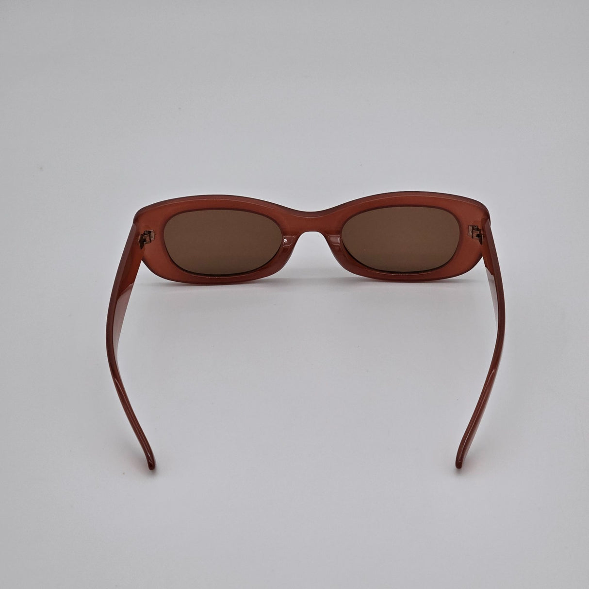 Retro Oval Sunglasses With Brown Tinted Lenses & Rose-Print Pouch