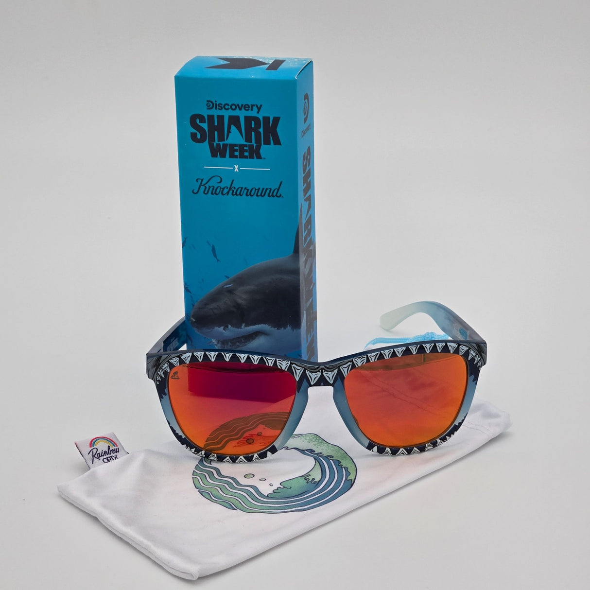 Discovery Shark Week X Knockaround Premiums Polarized Sunglasses W/ Protective Pouch