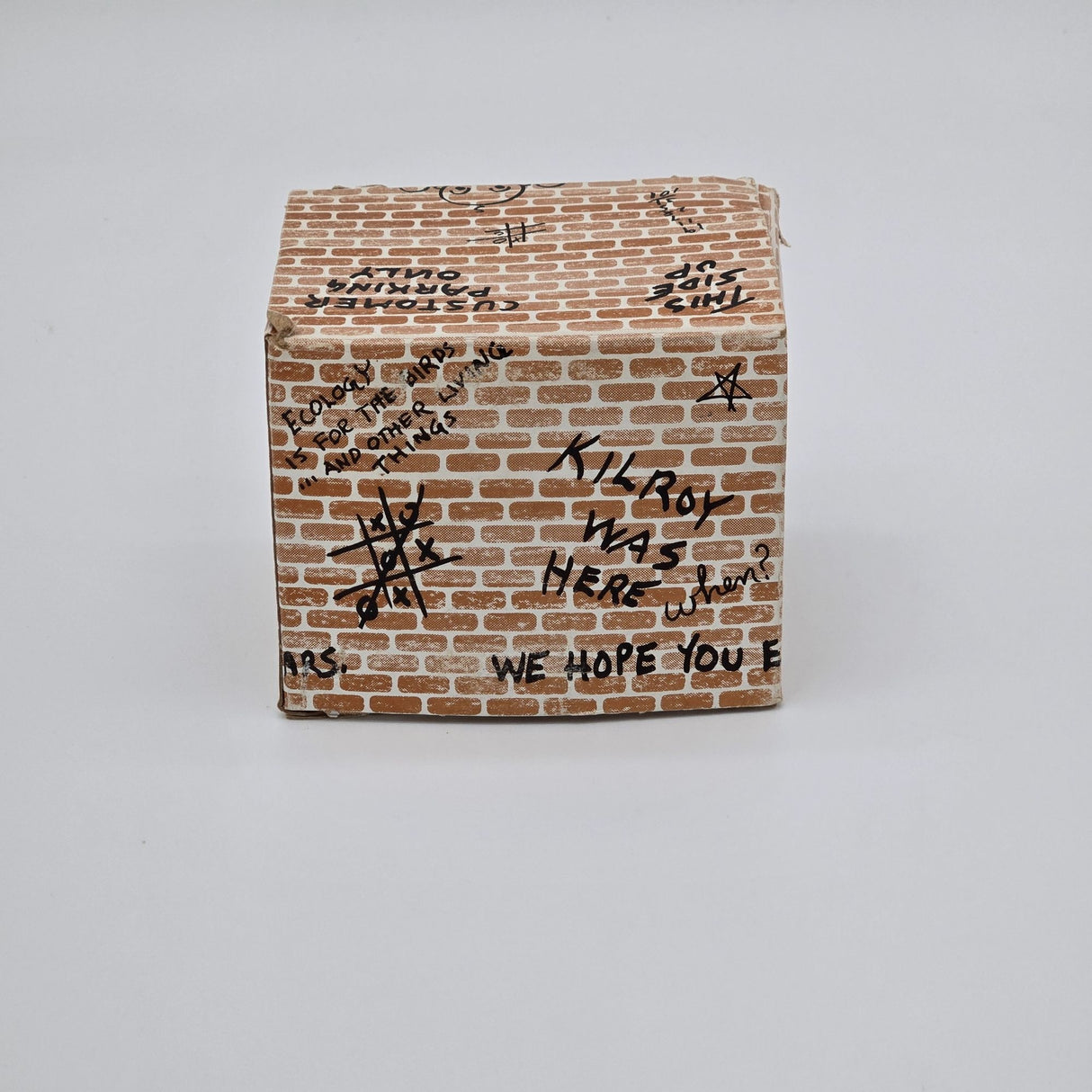 Fired Porcelain Graffiti Mug With Brick Wall Design & Creative Doodles
