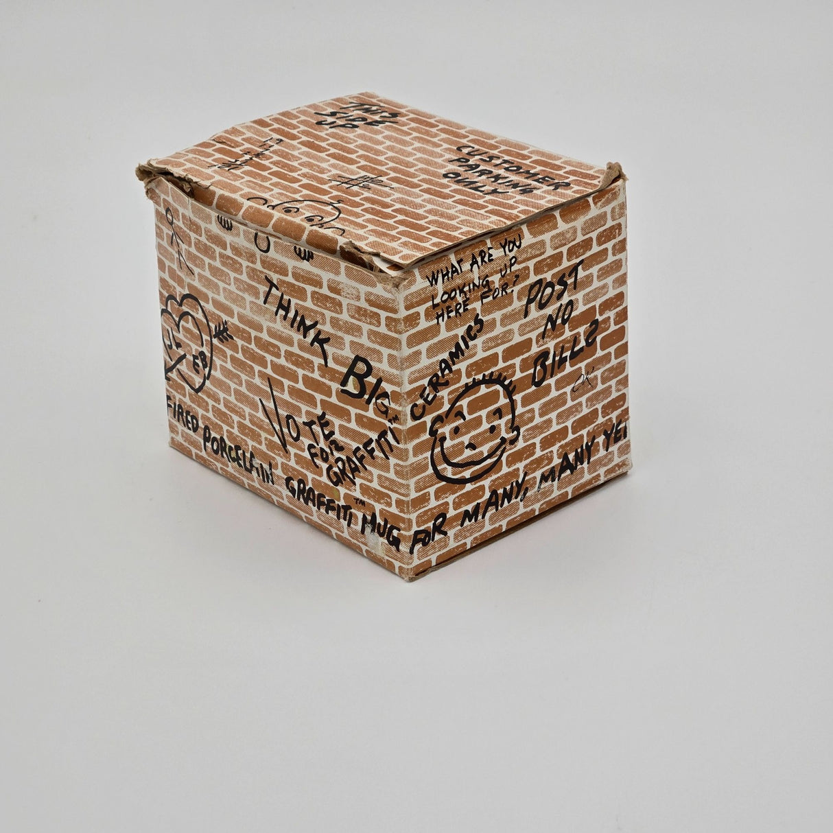 Fired Porcelain Graffiti Mug With Brick Wall Design & Creative Doodles