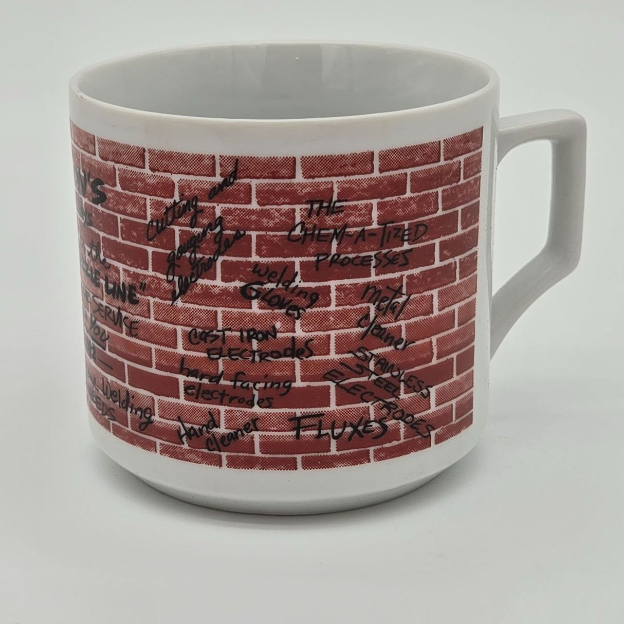 Fired Porcelain Graffiti Mug With Brick Wall Design & Creative Doodles