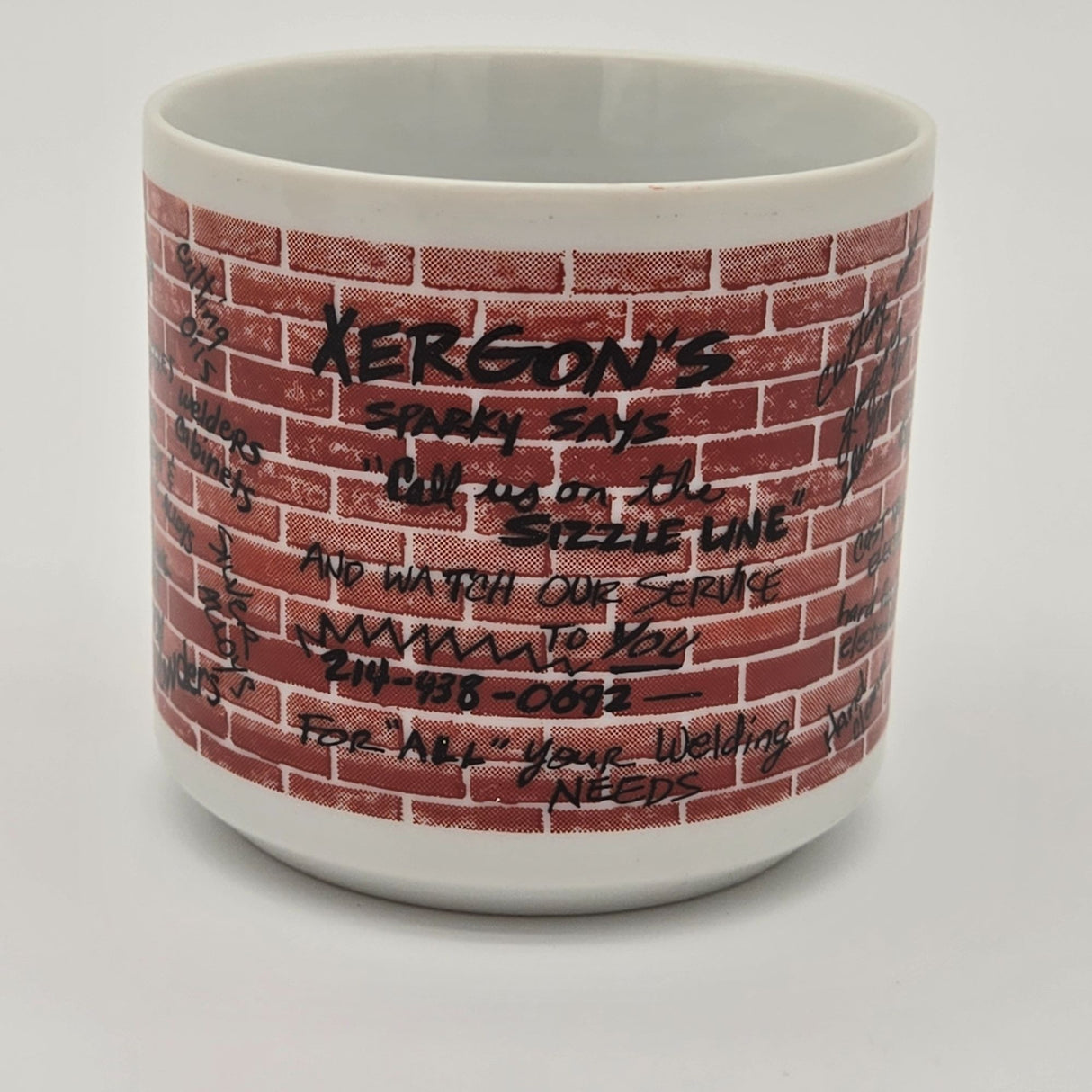Fired Porcelain Graffiti Mug With Brick Wall Design & Creative Doodles