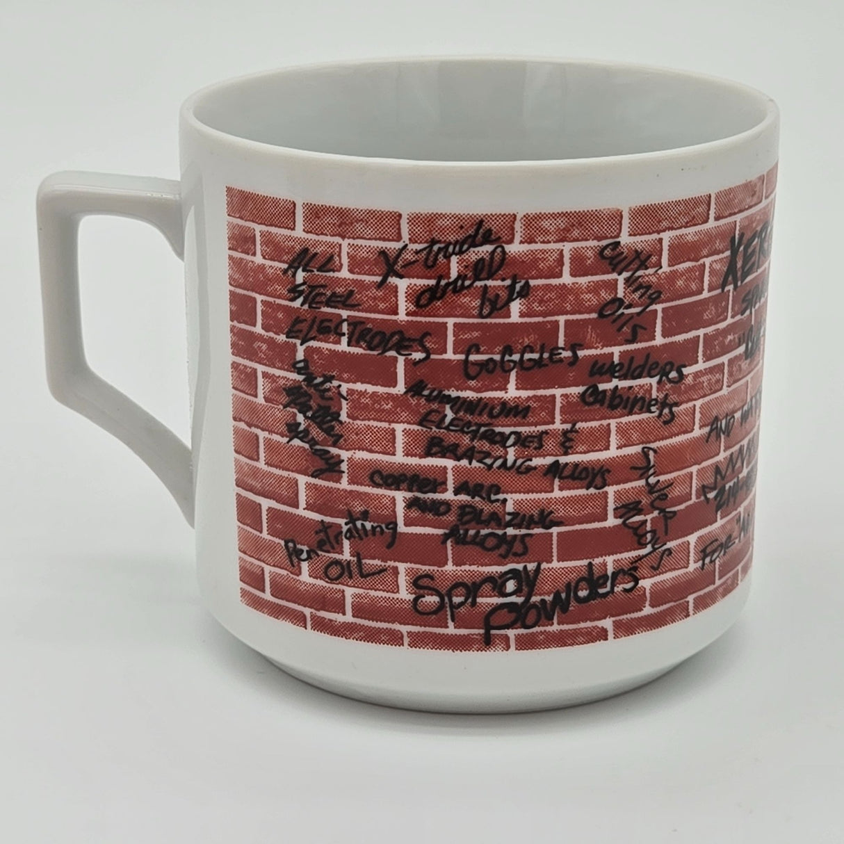 Fired Porcelain Graffiti Mug With Brick Wall Design & Creative Doodles