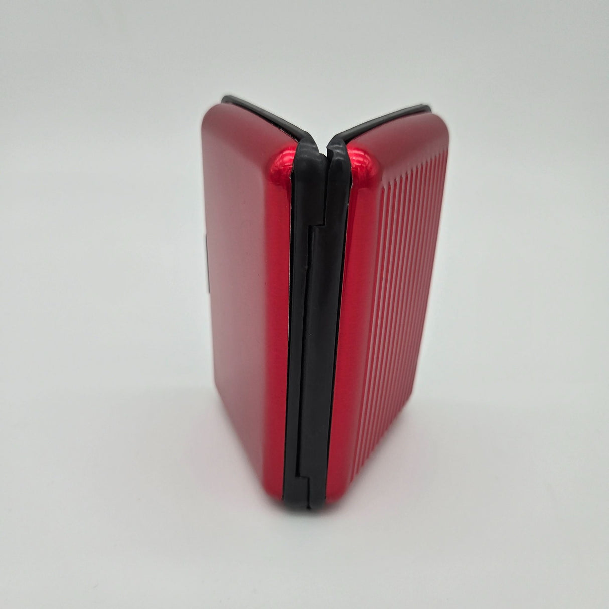 Red RFID Blocking Cardholder Wallet With Accordion Slots & Snap Closure
