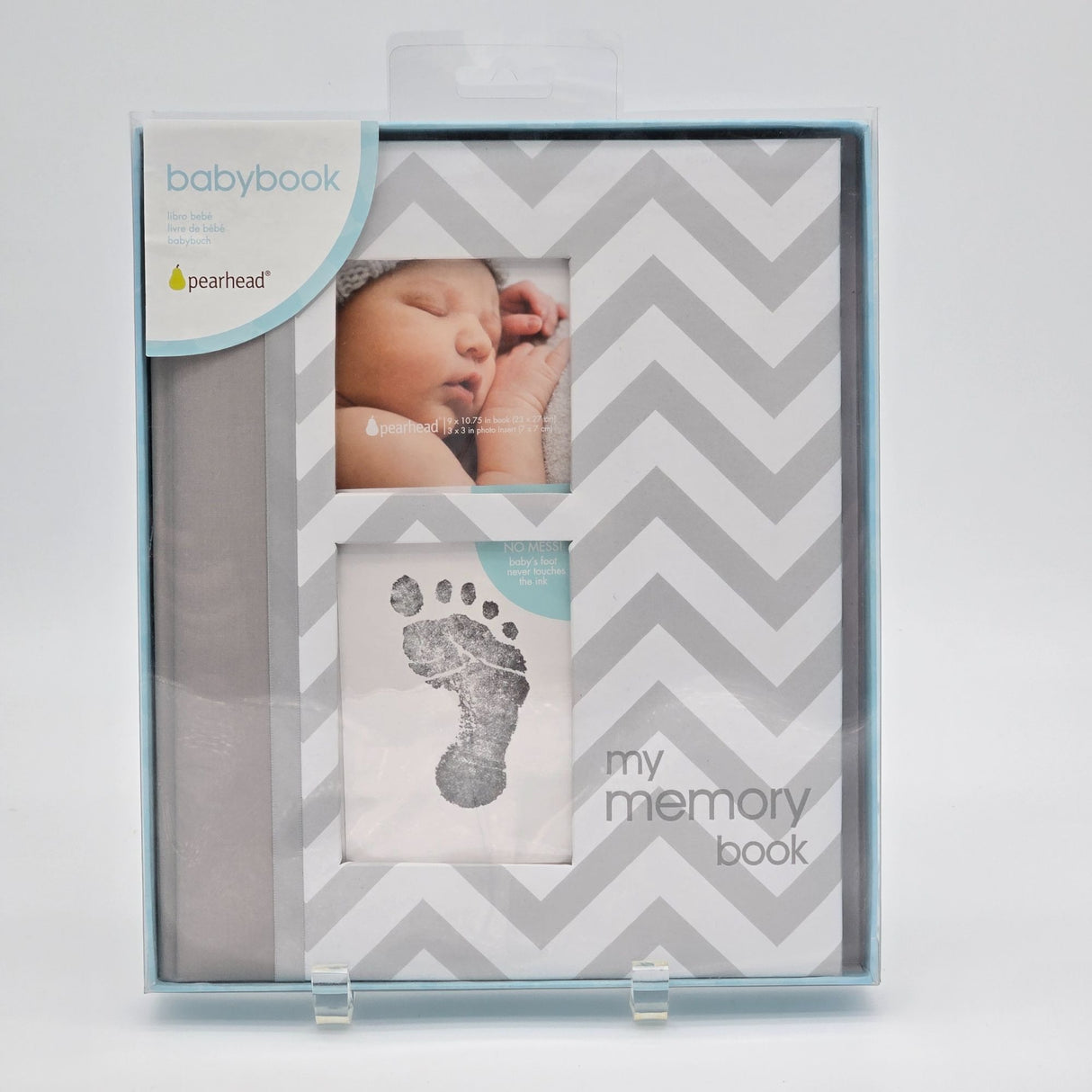 Pearhead Baby Memory Book With Chevron Design & Hand/Footprint Kit
