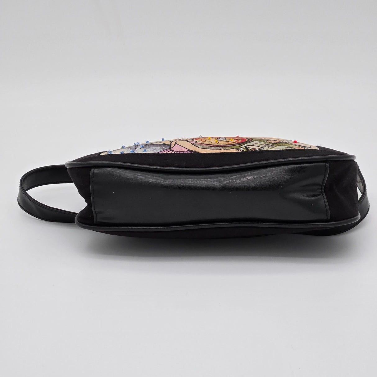 Retro Casino-Themed Black Handbag With Zipper Closure