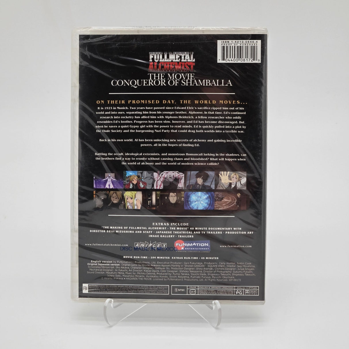 Fullmetal Alchemist The Movie Conqueror Of Shamballa DVD Anime Funimation English Dub & Sub Region 1