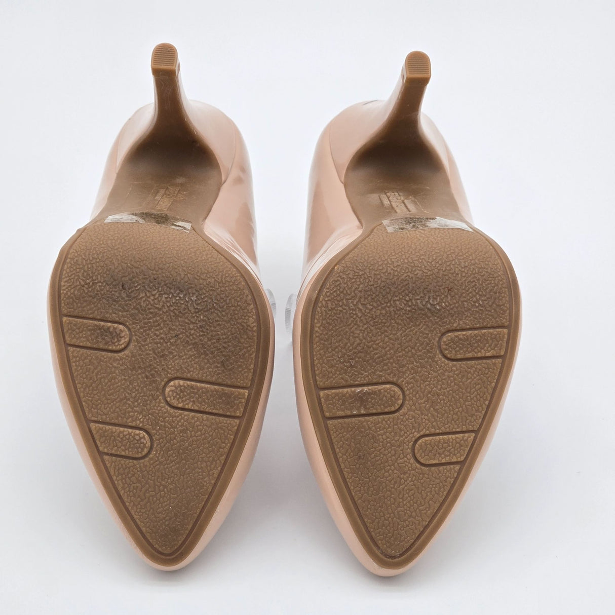 Fergalicious By Fergie Nude Patent Leather High Heels With Floral Print Lining Size 6.5 Womens Shoes