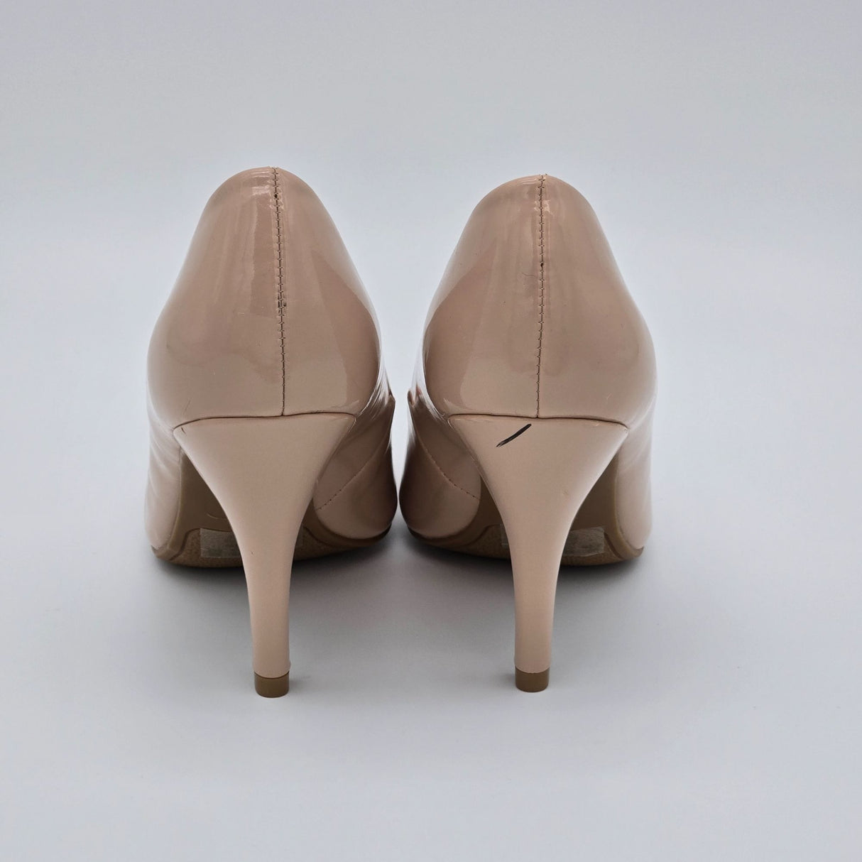 Fergalicious By Fergie Nude Patent Leather High Heels With Floral Print Lining Size 6.5 Womens Shoes