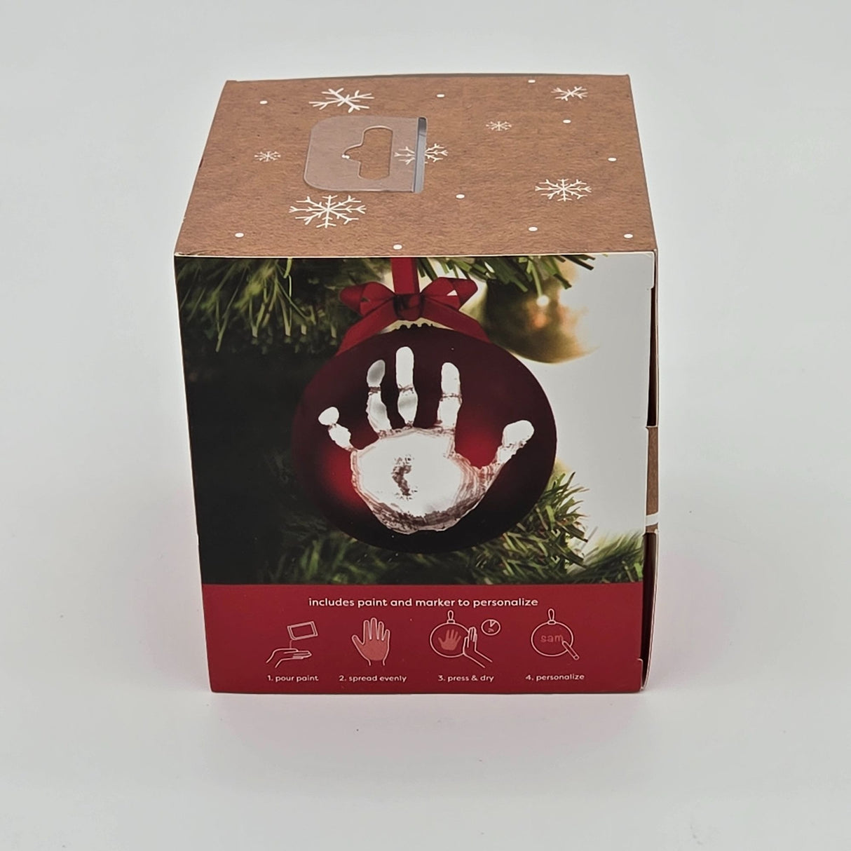 Baby's First Christmas Red Print Ball Ornament By Reece Studio Includes Paint & Marker