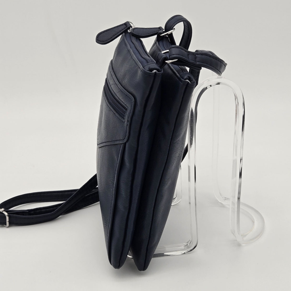 Mundi Felicia Mini Wallet Women's Navy Faux Leather Crossbody Bag With Double Compartments & Adjustable Strap