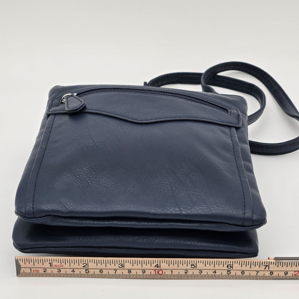 Mundi Felicia Mini Wallet Women's Navy Faux Leather Crossbody Bag With Double Compartments & Adjustable Strap