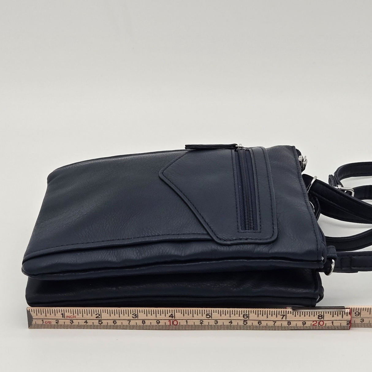 Mundi Felicia Mini Wallet Women's Navy Faux Leather Crossbody Bag With Double Compartments & Adjustable Strap