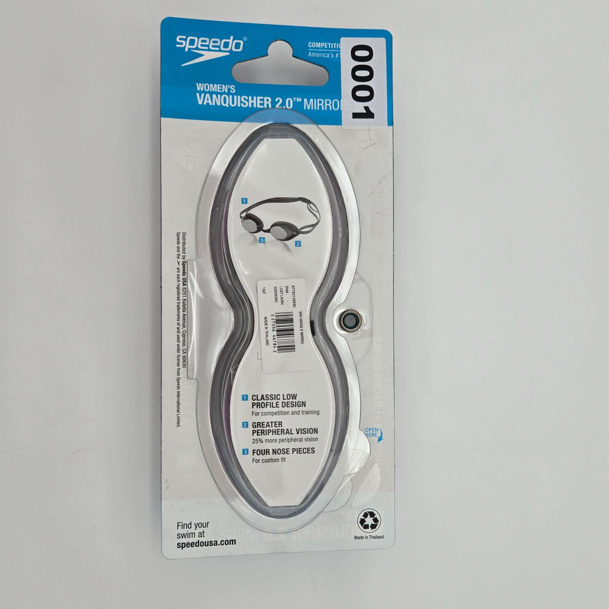 Speedo Women's Vanquisher 2.0 Mirrored Goggles Low Profile UV Protection Competitive Swimwear Purple & Black