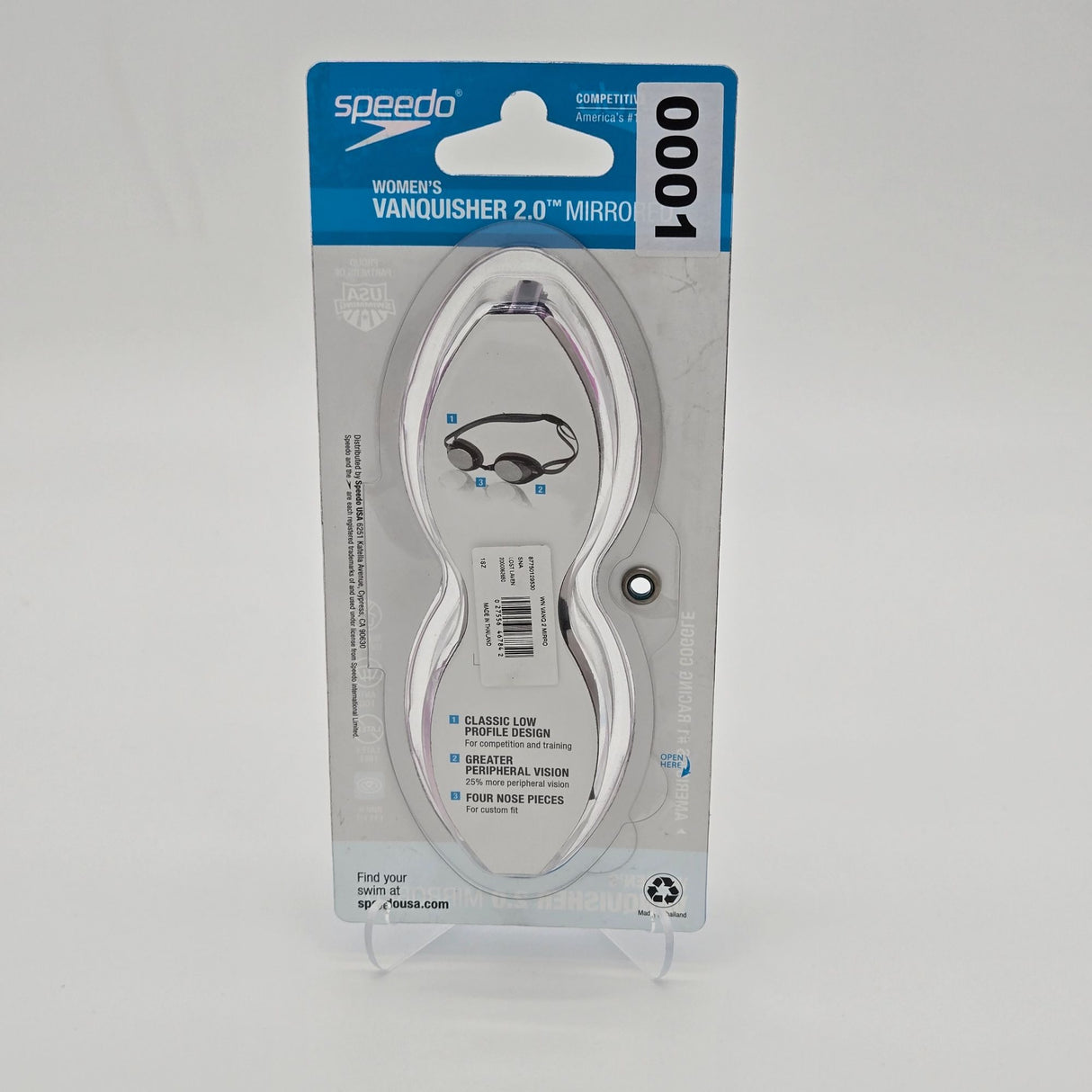 Speedo Women's Vanquisher 2.0 Mirrored Goggles Low Profile UV Protection Competitive Swimwear Purple & Black