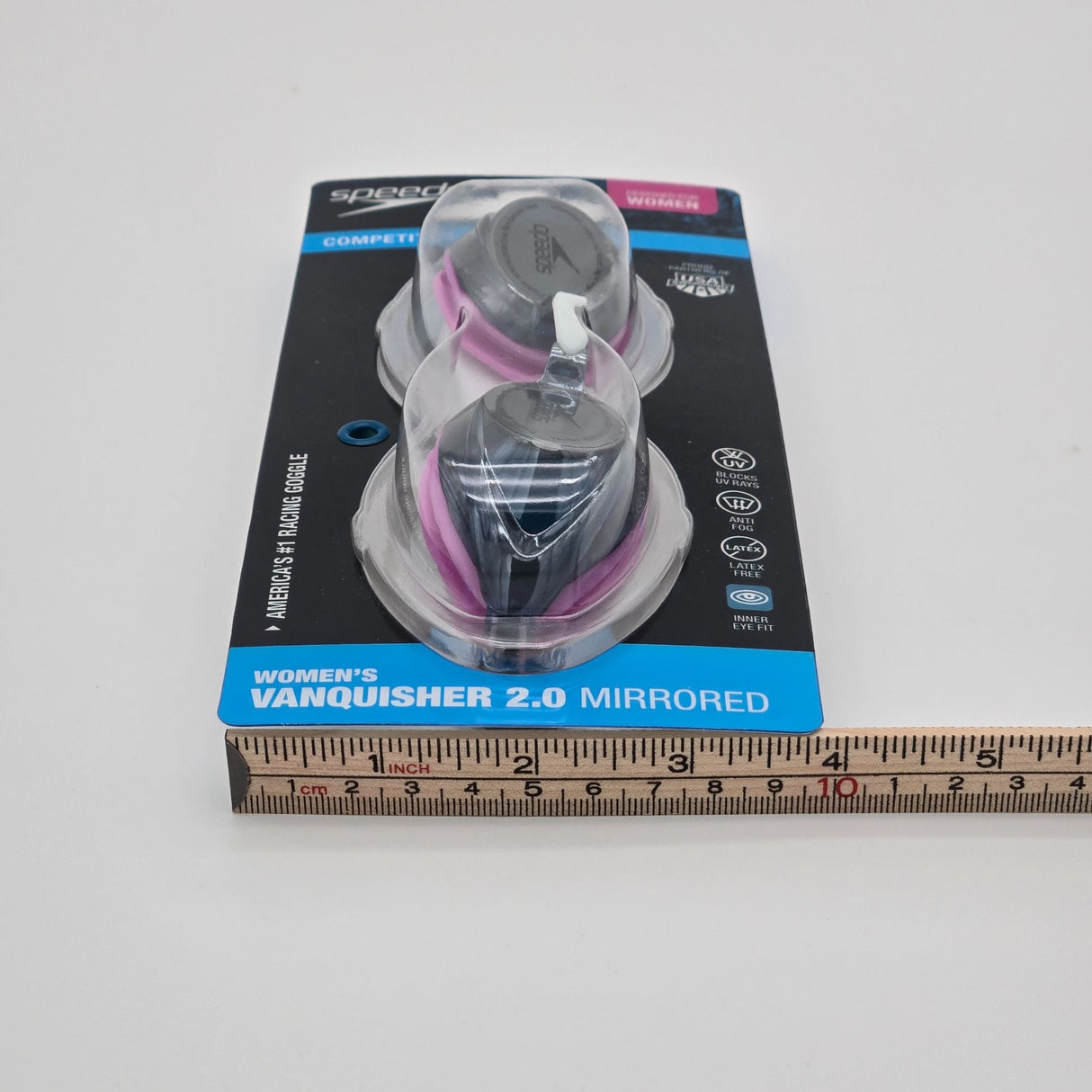 Speedo Women's Vanquisher 2.0 Mirrored Goggles Low Profile UV Protection Competitive Swimwear Purple & Black