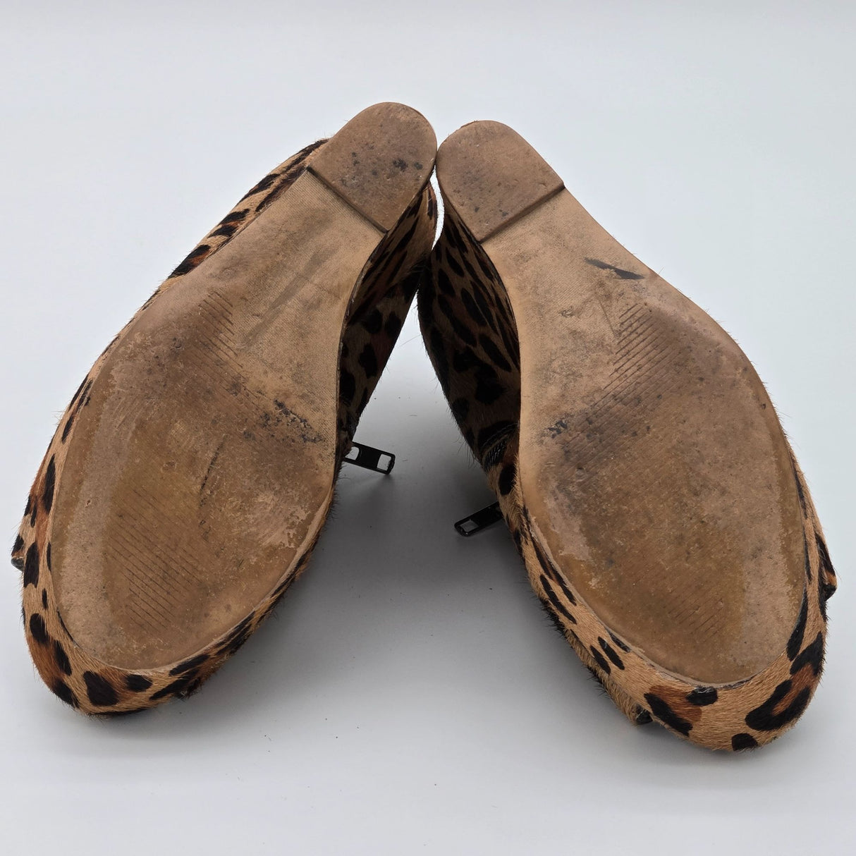 Steve Madden 'Wicked' Leopard Print Peep Toe Wedge Shoes 9M Womens Leather Pony Hair Upper Platform Heel