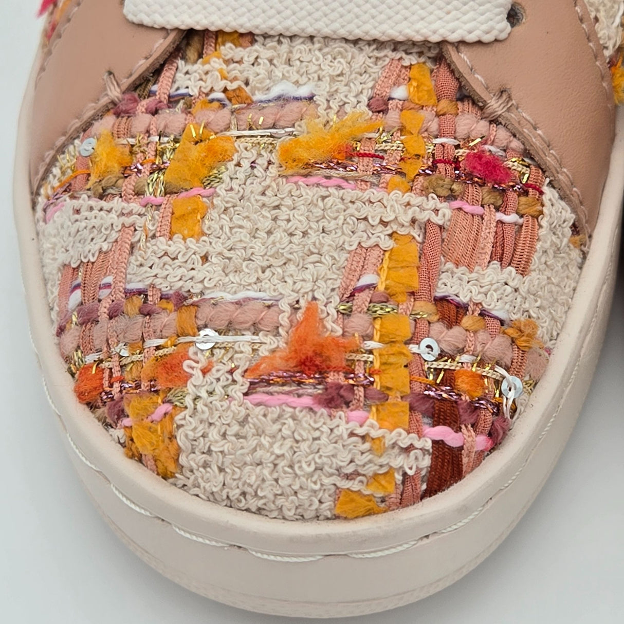 Coach Womens Lace-Up Sneakers Multicolor Tweed & Leather Casual Shoes