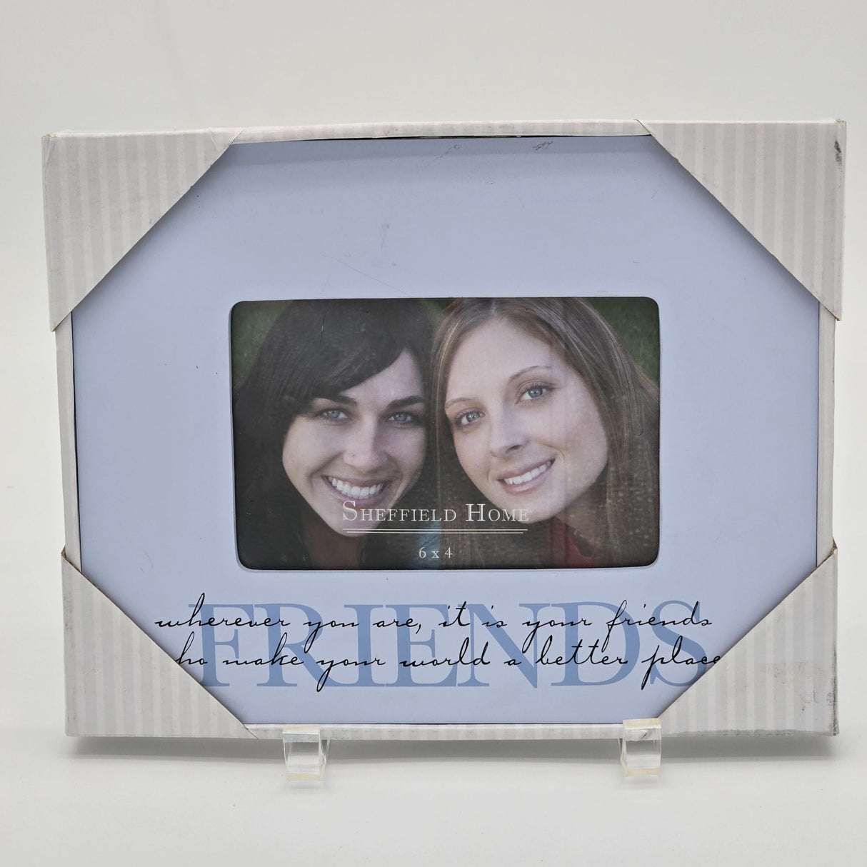 Sheffield Home 6x4 White Striped Photo Frame Horizontal Tabletop Design